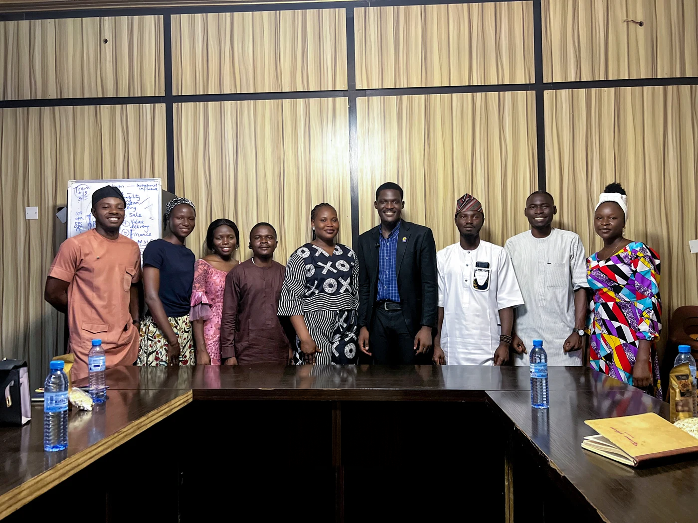 Joshua Yakah with participants after a Yakah's Leadership training session
